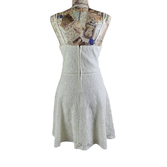 Sparkly White Lacey Textured Spaghetti Strap Mini Short Dress - Picture 10 of 14